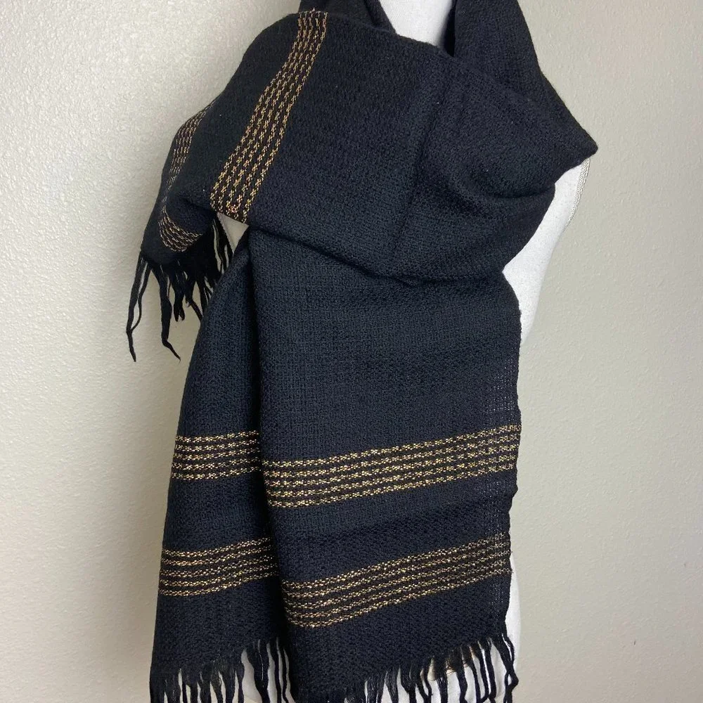 Vintage 100% Virgin Wool Scarf  Shawl Hand- woven Hong Kong